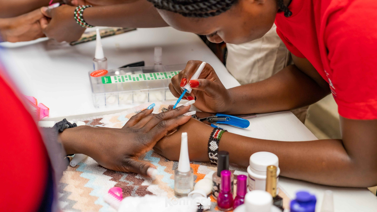 Nail-polish session in progress